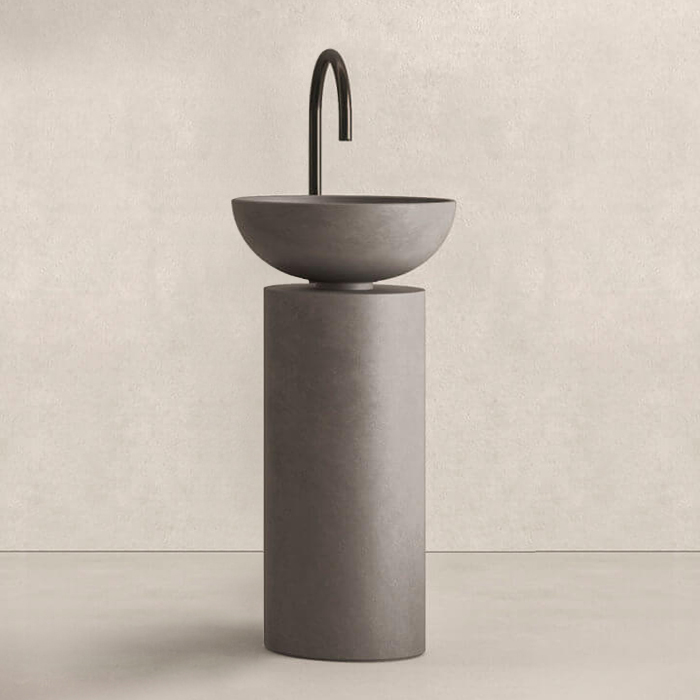 Изображение Раковина напольная NOORTH Milldue edition SABA 45 45х45x90 см слив в пол, цвет цемент