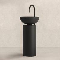 Раковина напольная NOORTH Milldue edition SABA 45 45х45x90 см слив в пол, цвет Nero (цемент чёрный матовый) схема 1