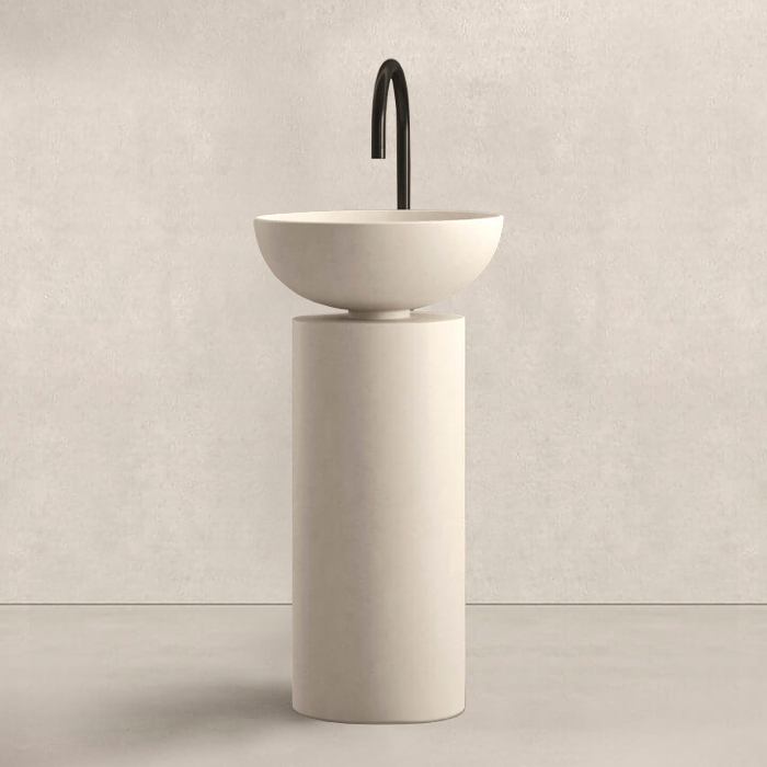 Изображение Раковина напольная NOORTH Milldue edition SABA 45 45х45x90 см слив в стену, цвет цемент