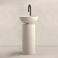 Раковина напольная NOORTH Milldue edition SABA 45 45х45x90 см слив в стену, цвет цемент схема 1