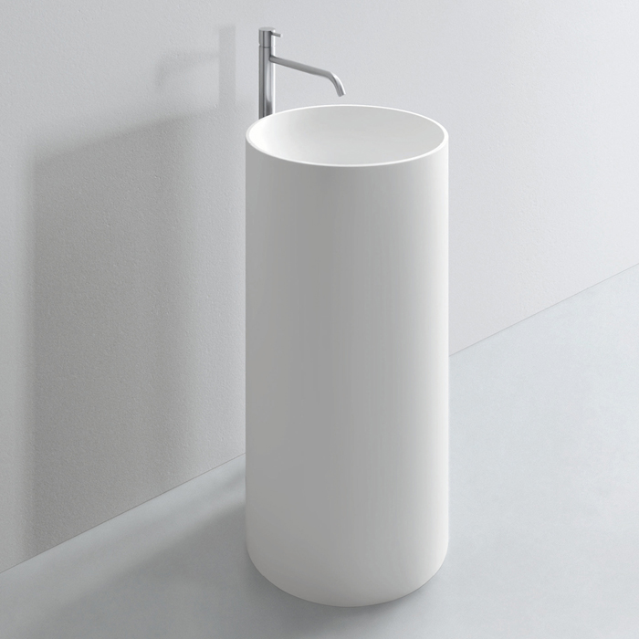 Изображение Раковина напольная NOORTH Milldue edition TUBE 44х44x87 см из Ceramilux слив в пол, цвет белый матовый