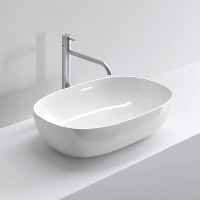 Изображение Раковина накладная NOORTH Milldue edition DEN E60 60,5х38,5х14,5 см из керамики, цвет белый глянцевый