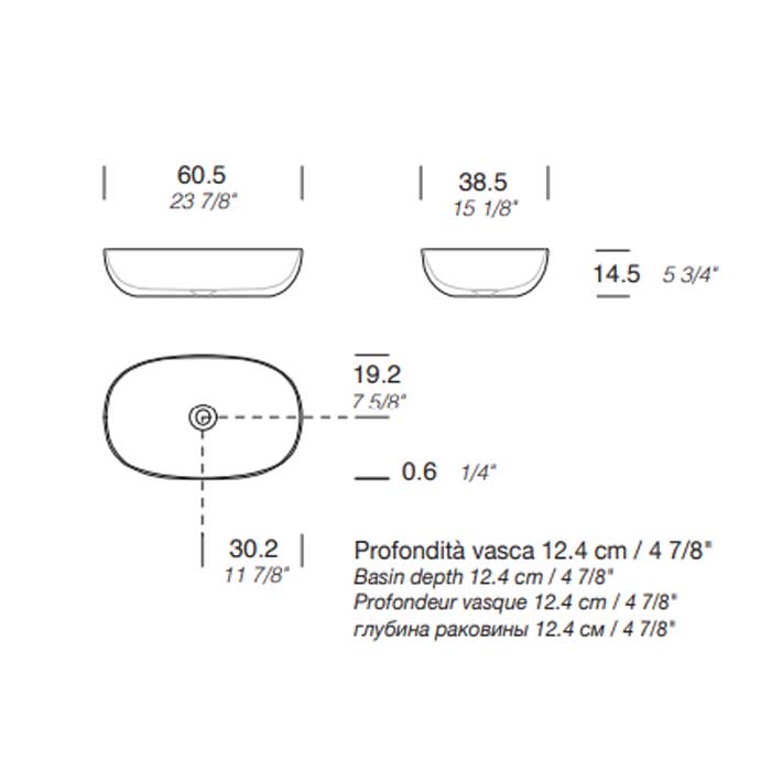 Раковина накладная NOORTH Milldue edition DEN E60 60,5х38,5х14,5 см из керамики, цвет белый глянцевый ФОТО