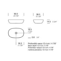 Раковина накладная NOORTH Milldue edition DEN E60 60,5х38,5х14,5 см из керамики, цвет белый глянцевый схема 2