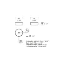 Раковина накладная NOORTH Milldue edition BASIC C37 37х37х13 см круглая из CERAMILUX цвет белый матовый схема 2