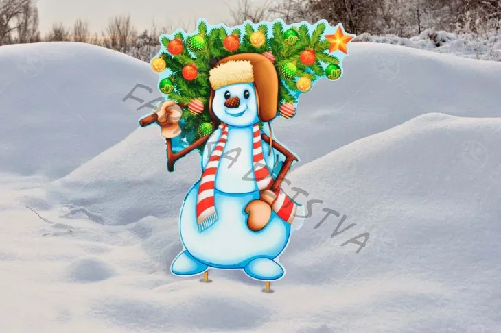 Уличная фигура "Снеговик с ёлочкой"