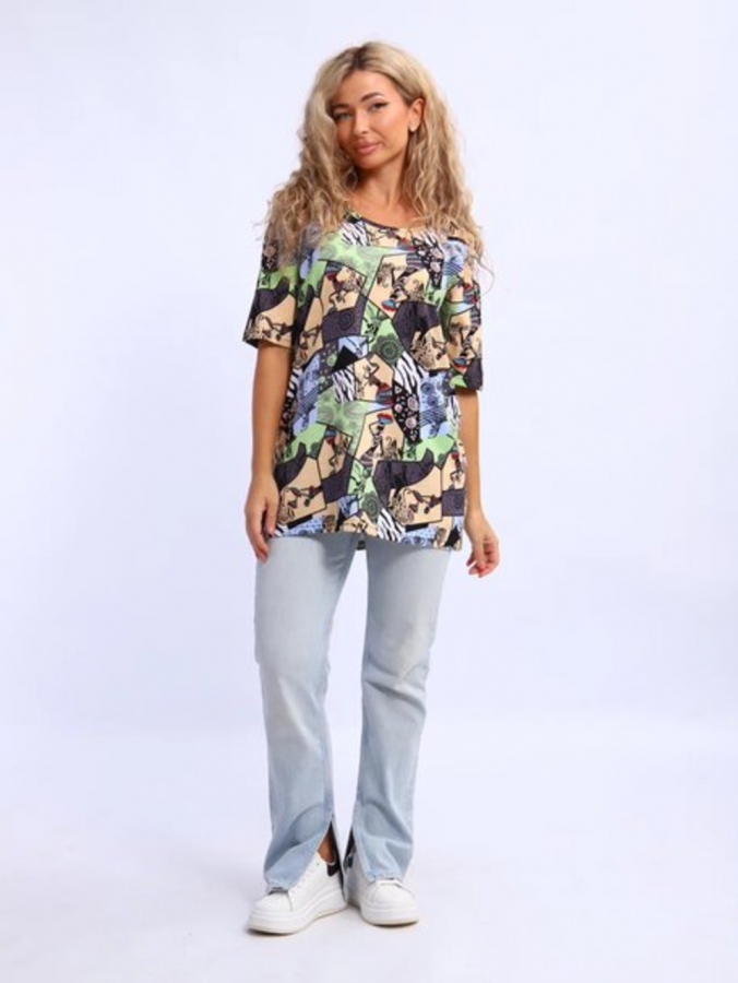 Футболка Арт. 700 [бежевый/оливковый]