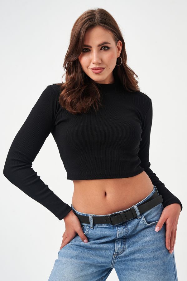 52719 водолазка женская укороченная [черный]