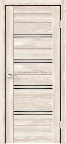 Межкомнатная дверь экошпон XLINE 4 со стеклом Клен айс; Клен крем Стекло ЛАКОБЕЛЬ  Черное