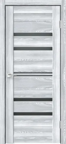 Межкомнатная дверь экошпон XLINE 6 со стеклом Клен айс; Клен крем Стекло ЛАКОБЕЛЬ  Черное