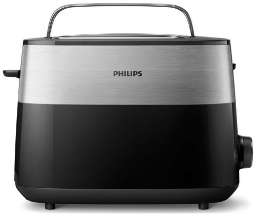 Тостер PHILIPS Daily Collection HD 2516/90, мощность 830 Вт, широкое отделение, металлический, функция подогрева, функция разморозки, 2 отделения для тостов