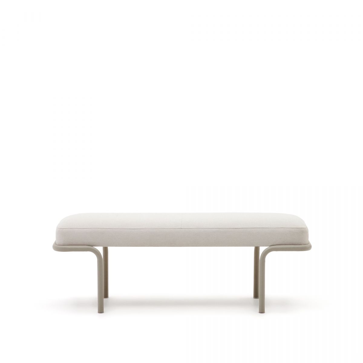 Банкетка Compo из бежевой синели, серые металлические ножки, 130 см