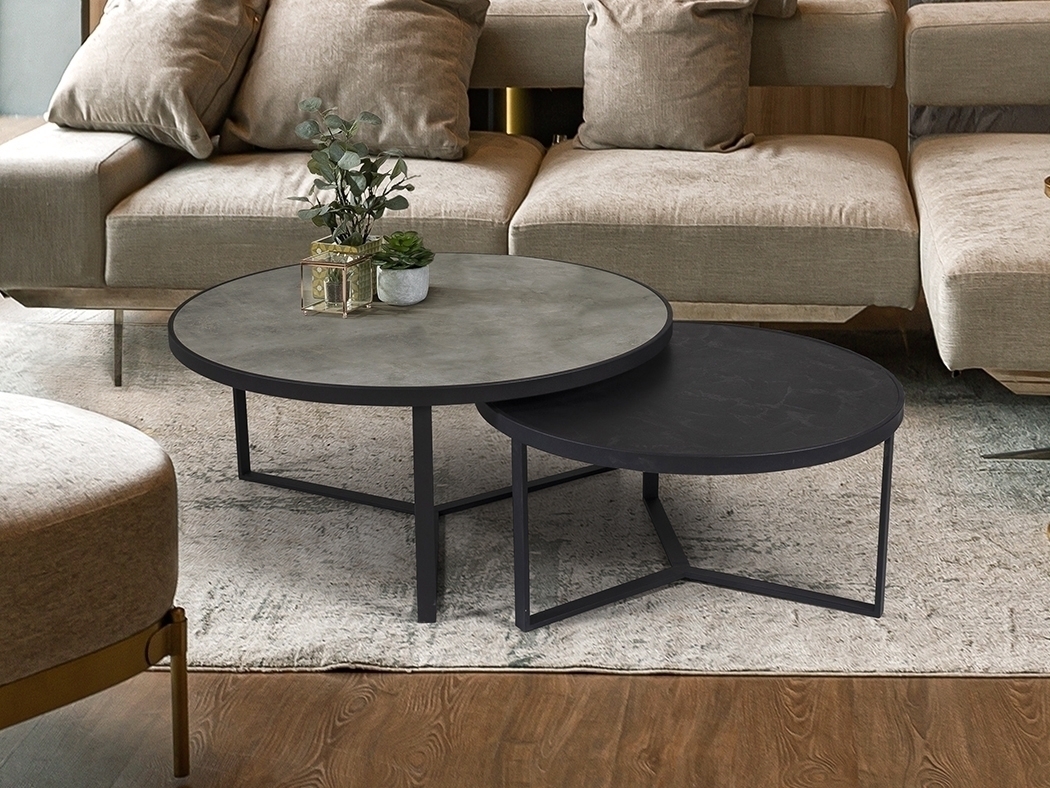 Комплект приставных столиков Naira черный / серый Комплект приставных столиков Naira черный / серый