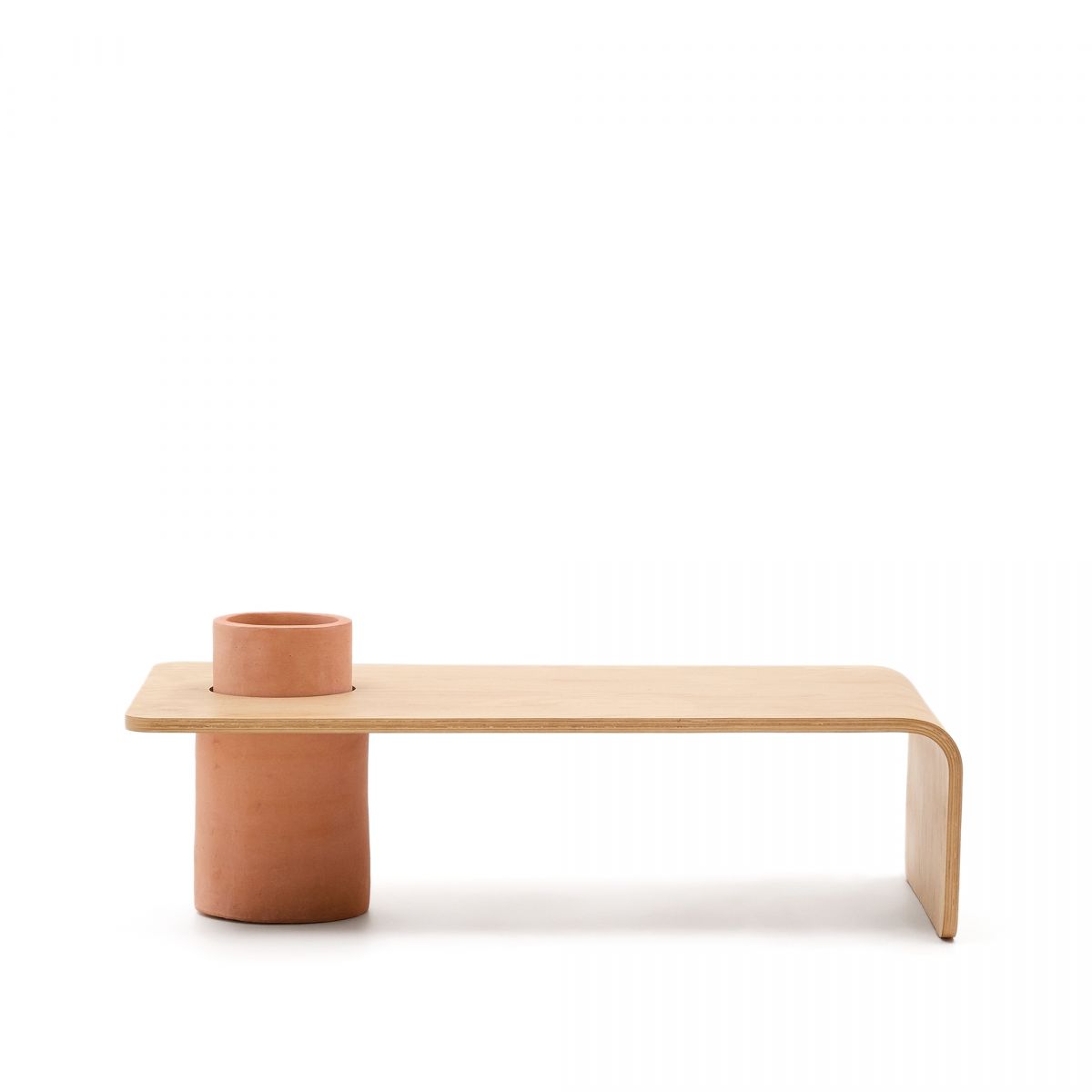 Журнальный столик Olaria терракотовый с дубовым шпоном натуральной отделки 110 x 60