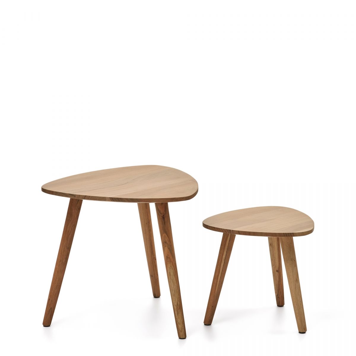 Комплект из 2-х столиков Duvani из массива акации с выбеленной отделкой