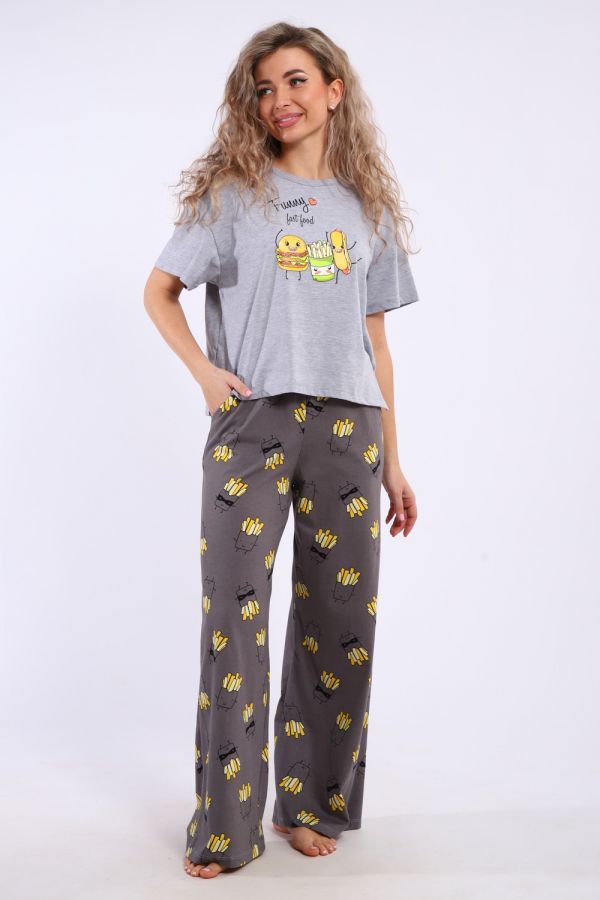 Костюм домашний арт. КД-00-007 [серый меланж/картошка фри]