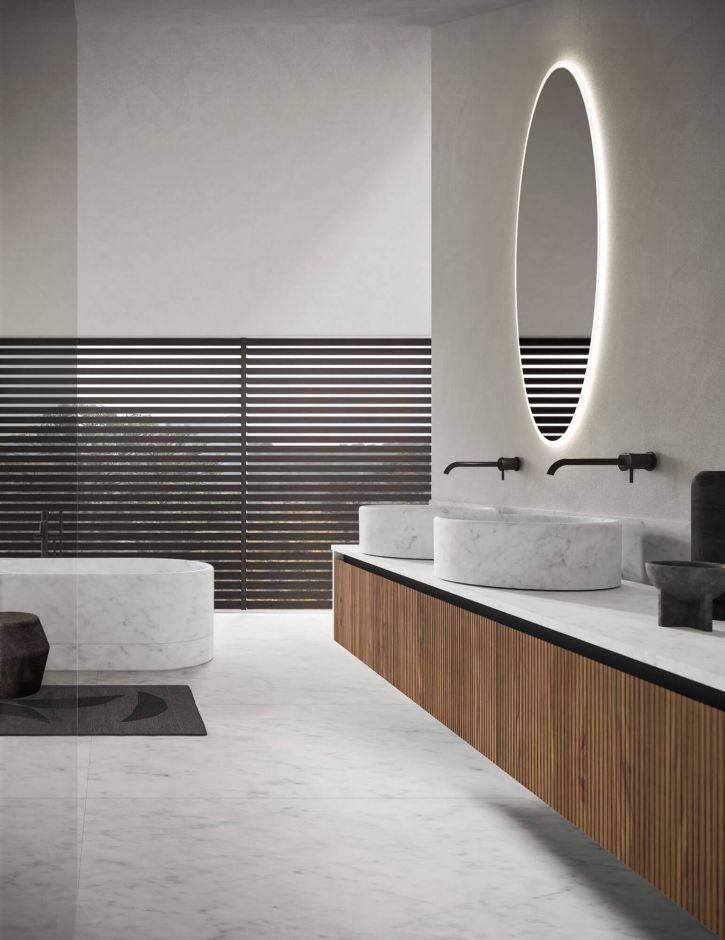 Подвесной модульный комплект Mildue Sintesi 24.01, с двумя накладными раковинами ФОТО