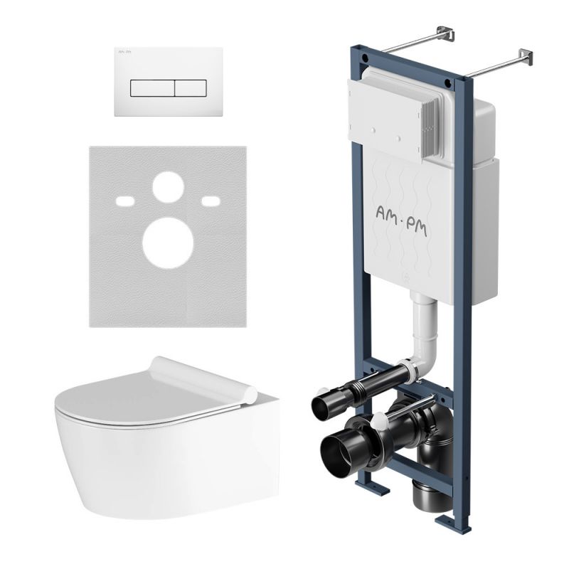 Инсталляция Damixa ErgoFit с клав M глянц белый с подвесным унитазом Jupiter IS110301.DX77C1700