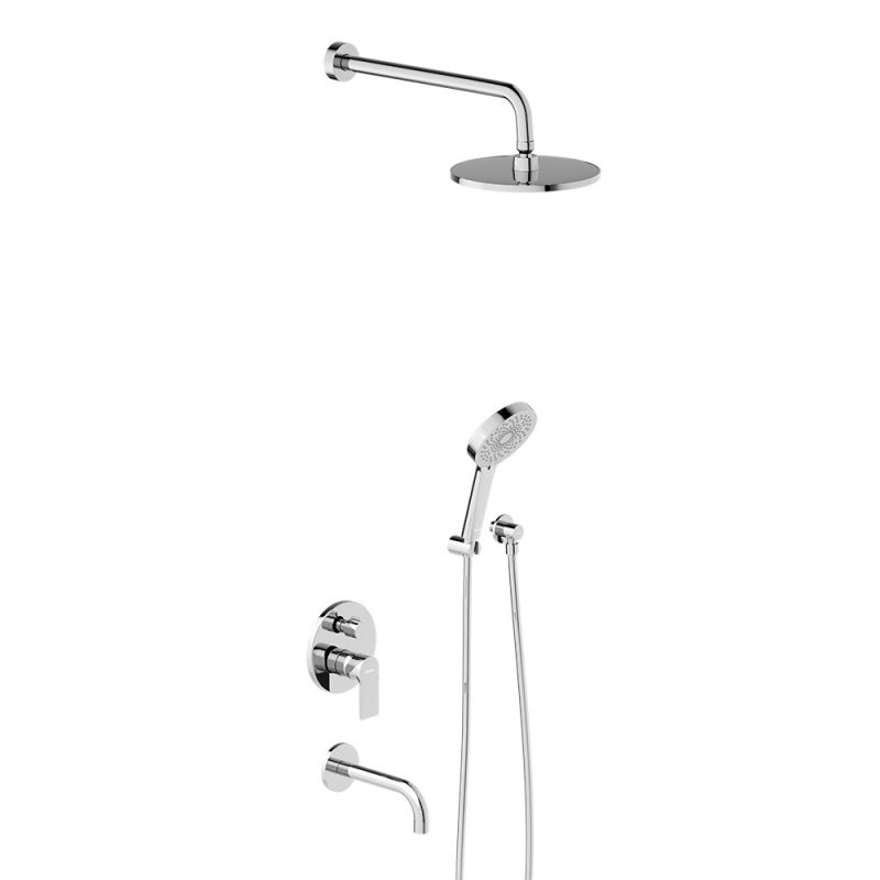 Встраиваемая душевая система с ванно-душевым смесителем и изливом Damixa Apollo 947510000, хром