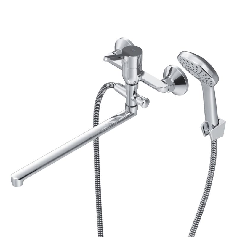 Смеситель для ванны и душа с длинным изливом и душевым набором AM.PM X-Joy S F85B90100, хром