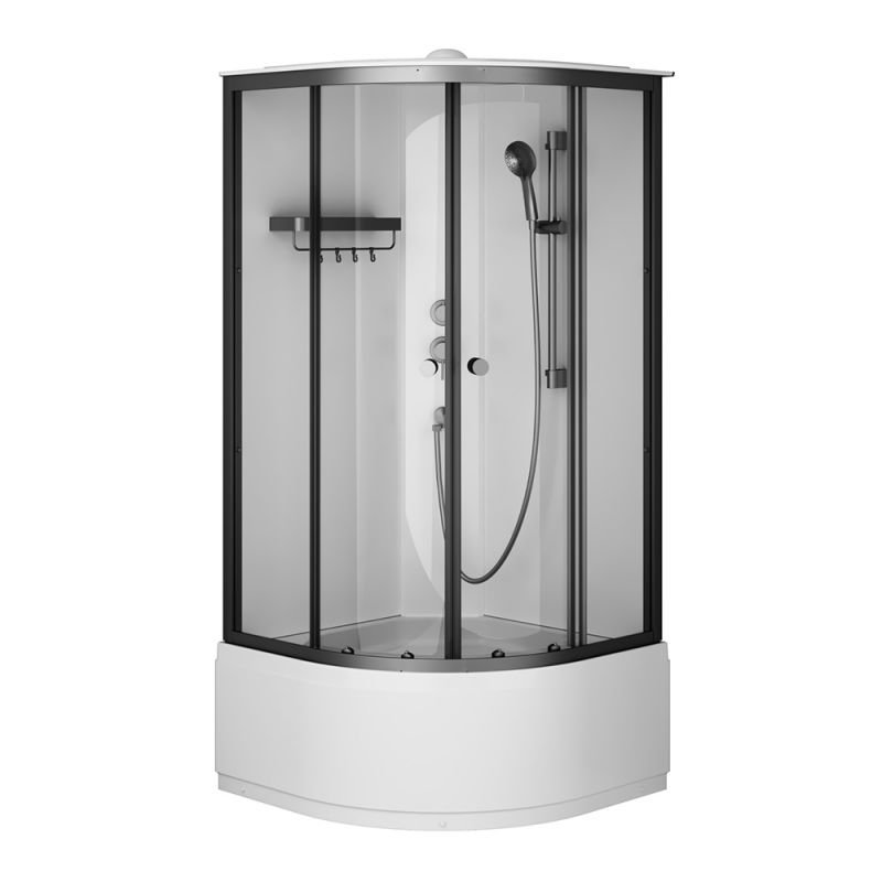 Душевая кабина AM.PM X-Joy Deep 90x90, 1/4 круга, профиль мат.черный W94C-401A-090BT