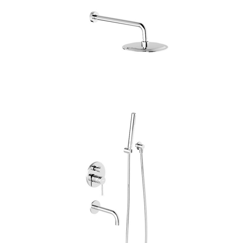 Встраиваемая душевая система с ванно-душевым смесителем и изливом Damixa Scandinavian Pure 936510000, хром