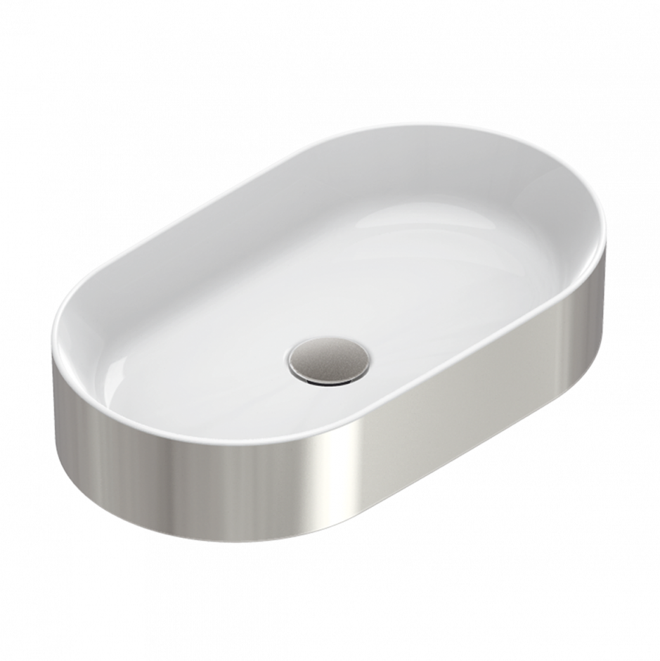 Изображение Раковина настольная Catalano Gold&Silver Zero Argento-Bianco 0122600041 60х35 см без отв. под смеситель покрытие Cataglaze+