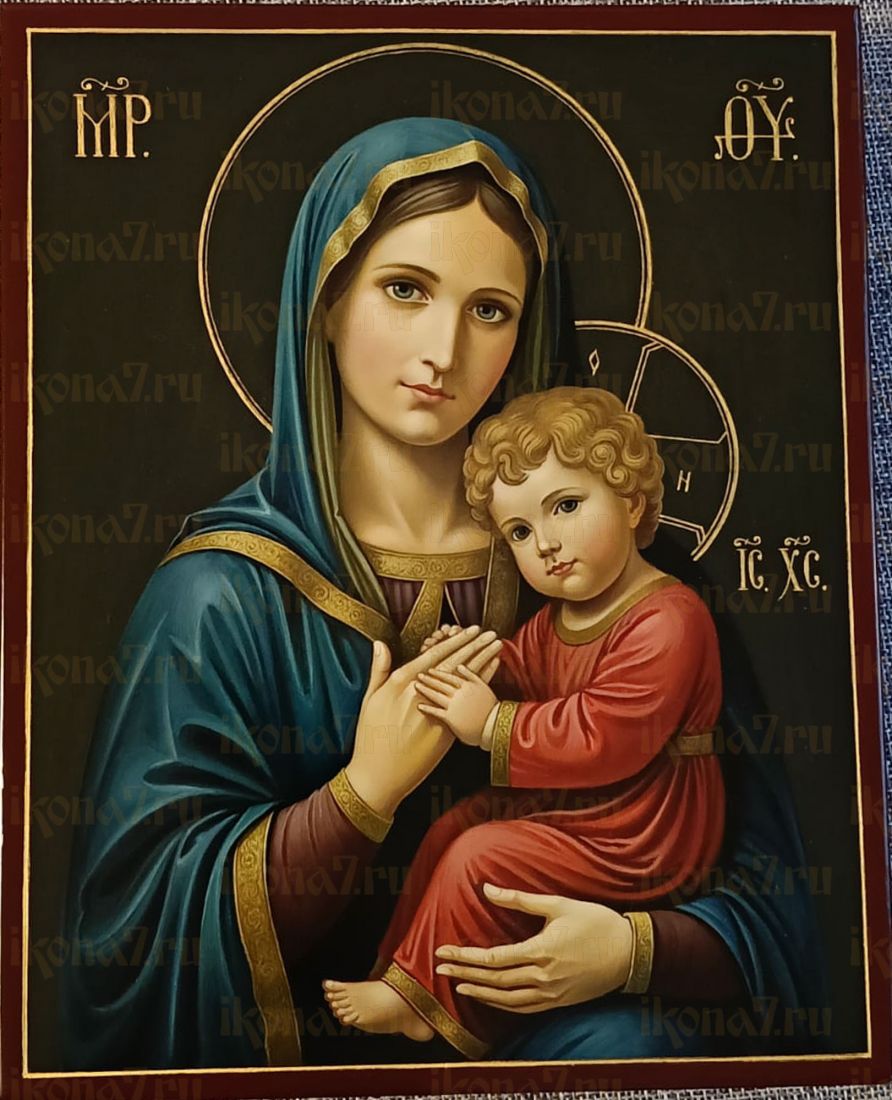 Рукописная икона Богородичный образ 17*21см (Палех)