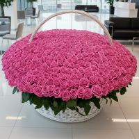 1001 роза в корзине (Розовая)