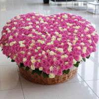 1001 роза в корзине (Сердце Микс)