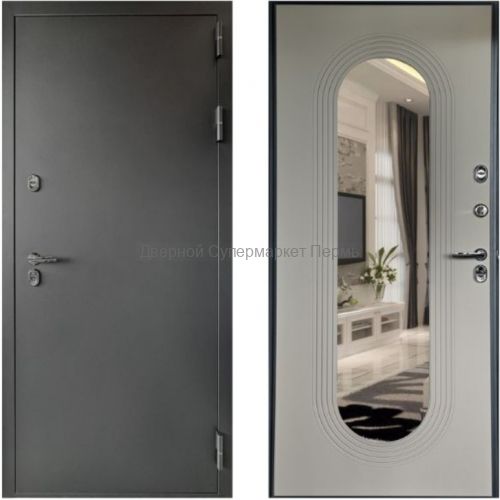 3К Тепло Овальное зеркало RAL 7024 графит дверь входная