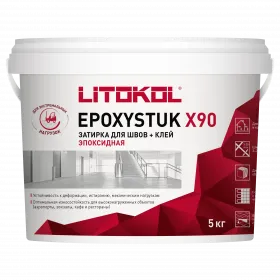 Затирочная Смесь 2-х комп. Эпоксидная Litokol Epoxystuk X90 5кг Светло-Бежевый, Кислотостойкая.