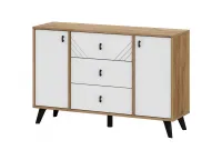 "Байкал" Комод 3 ящика двухстворчатый Дуб Золотой/Белый матовый