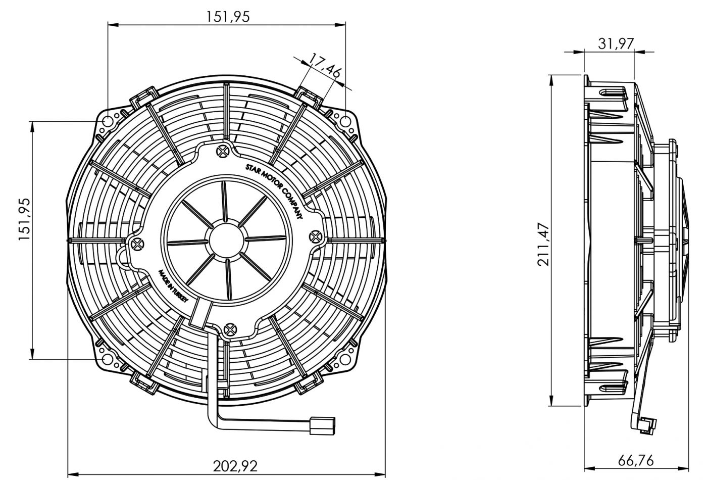STR205 ОСЕВОЙ ВЕНТИЛЯТОР 8" ДЮЙМОВ 120 ВАТТ 24 ВОЛЬТ PULL / ВСАСЫВАЮЩИЙ