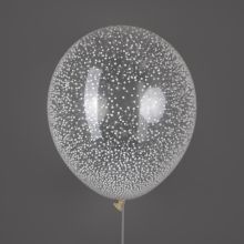 ШАР ПРОЗРАЧНЫЙ "СНЕЖНЫЙ"  С КОНФЕТТИ (ШАРИКИ ПЕНОПЛАСТ) 1 ШТ., 30 СМ. С ГЕЛИЕМ.