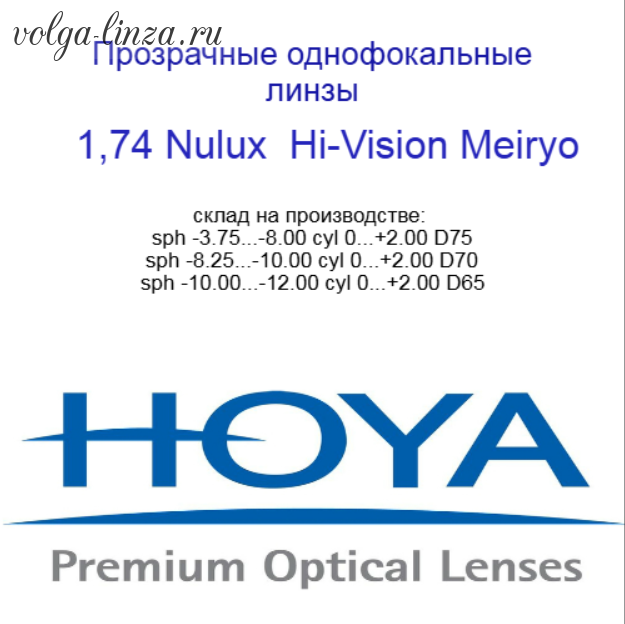 HOYA Nulux Eyvia 1.74 - асферический дизайн