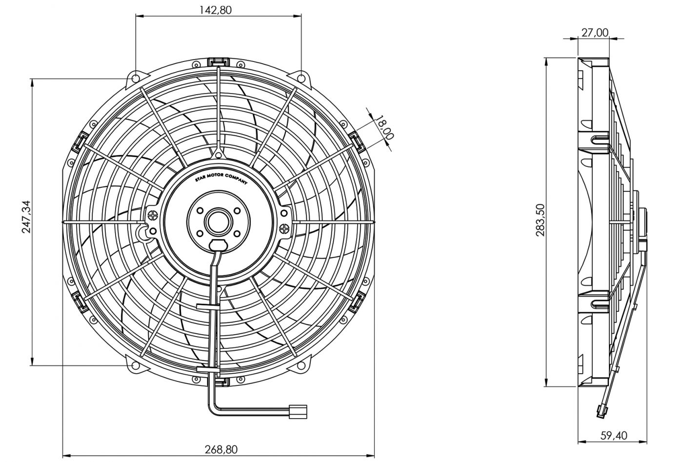 STR146 ОСЕВОЙ ВЕНТИЛЯТОР 10" ДЮЙМОВ 80 ВАТТ 24 ВОЛЬТ PULL / ВСАСЫВАЮЩИЙ