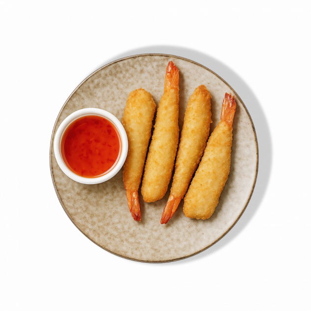 Хрустящие креветки в панировке с соусом свит чили