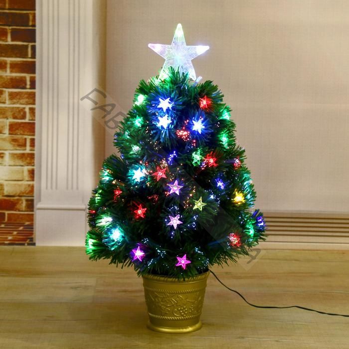 Ёлка светодиодная «Звезда» 60 см, диаметр нижнего яруса 35 см, 55 ПВХ веток, мигание, свечение мульти