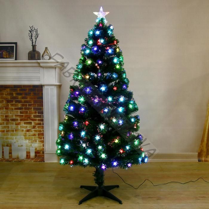 Ёлка светодиодная «Звезда» 150 см, диаметр нижнего яруса 76 см, 170 ПВХ веток, мигание, свечение мульти