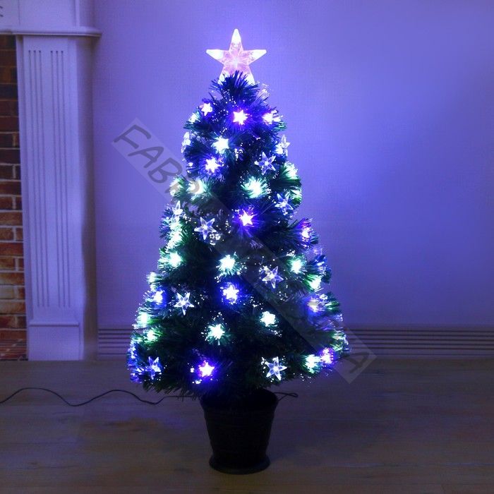 Ёлка светодиодная «Галактика» 90 см, диаметр нижнего яруса 50 см, 80 ПВХ веток, мигание, свечение белое/синие