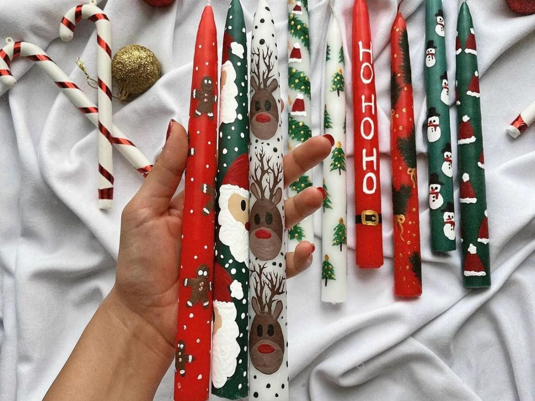 Новогодний мастер-класс по росписи изящных свечей