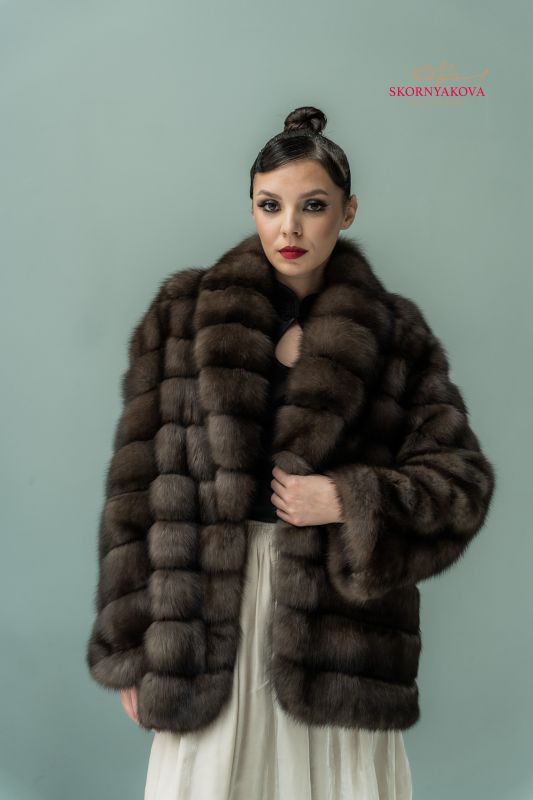 Соболиная шуба автоледи с рукавом "винт"