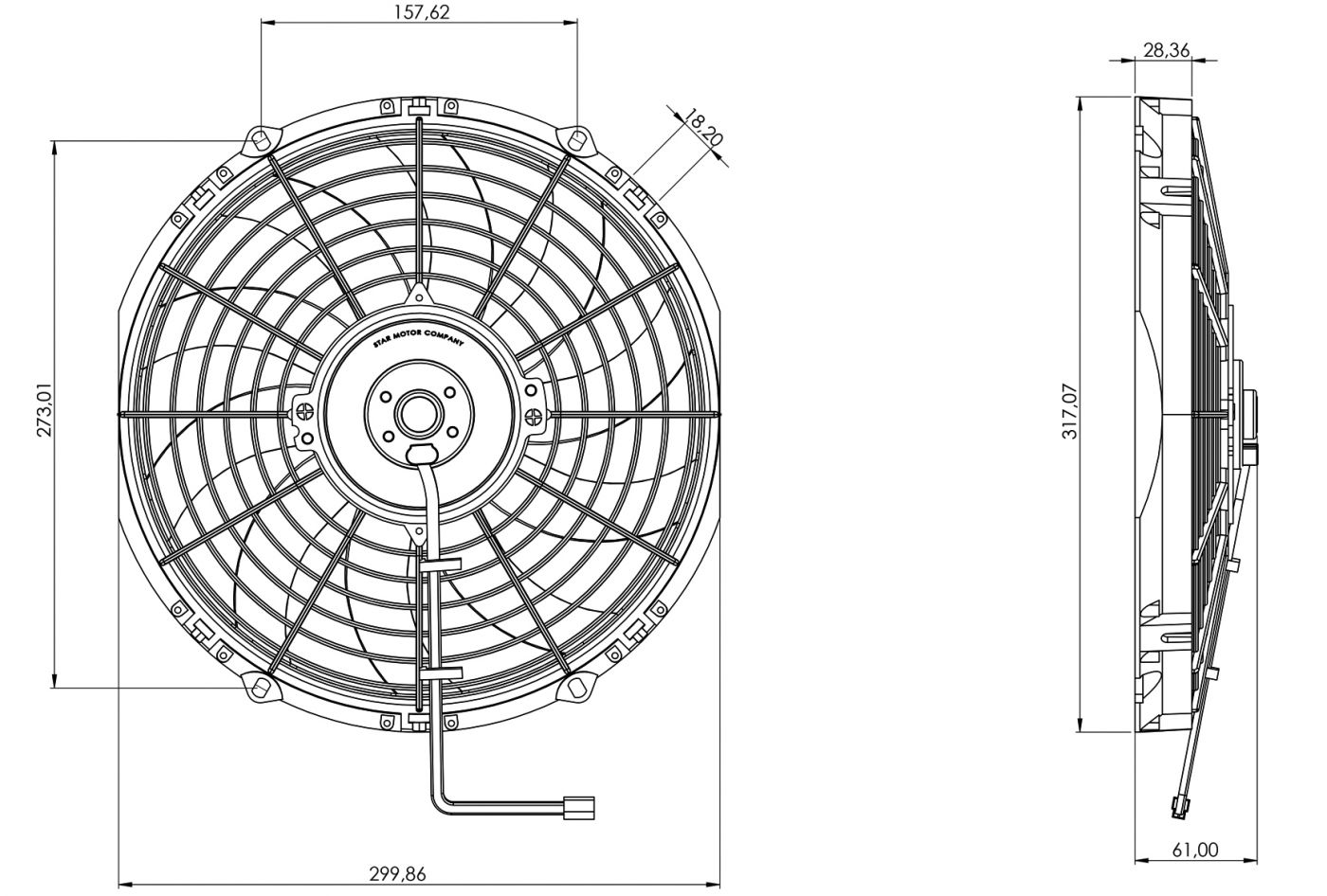STR149 ОСЕВОЙ ВЕНТИЛЯТОР 11" ДЮЙМОВ 80 ВАТТ 12 ВОЛЬТ PULL / ВСАСЫВАЮЩИЙ