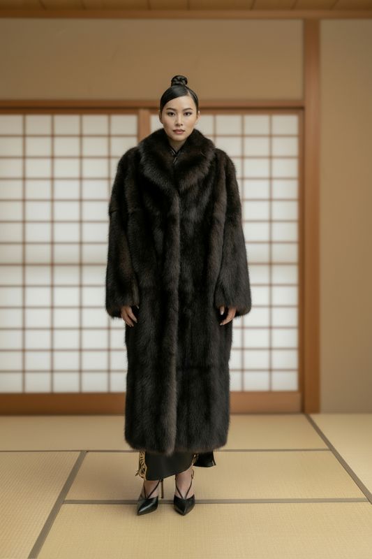 Шуба из элитного седого соболя