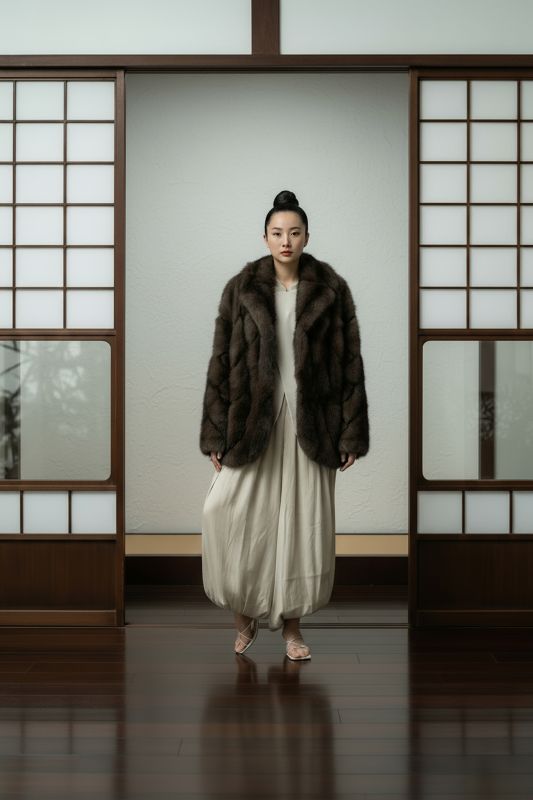 Куртка меховая соболиная. В авторской эксклюзивной раскладке рукав