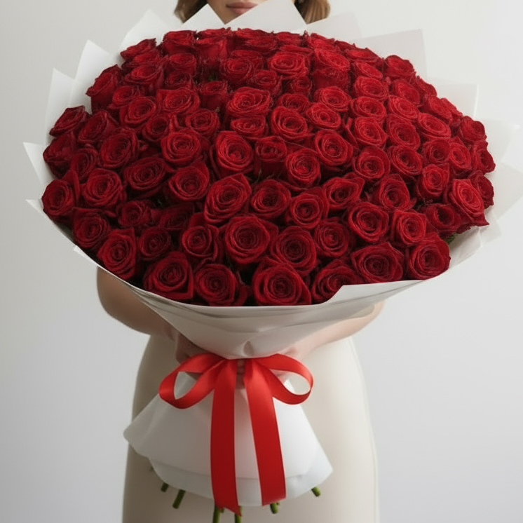 101 красная роза (60см)