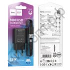 СЗУ HOCO C134A с USB выходом 10.5W с кабелем микро USB, пластик, черное