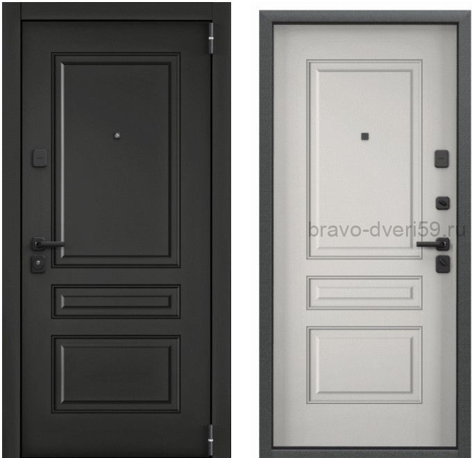 SUPER OMEGA PRO PP ПВХ Черная шагрень / ПВХ Бьянко входная дверь
