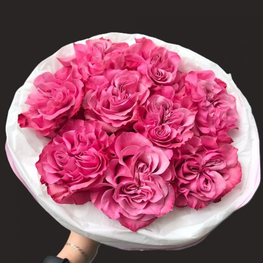 Букет 9 французских пионовидных роз "Кантри Блюз"